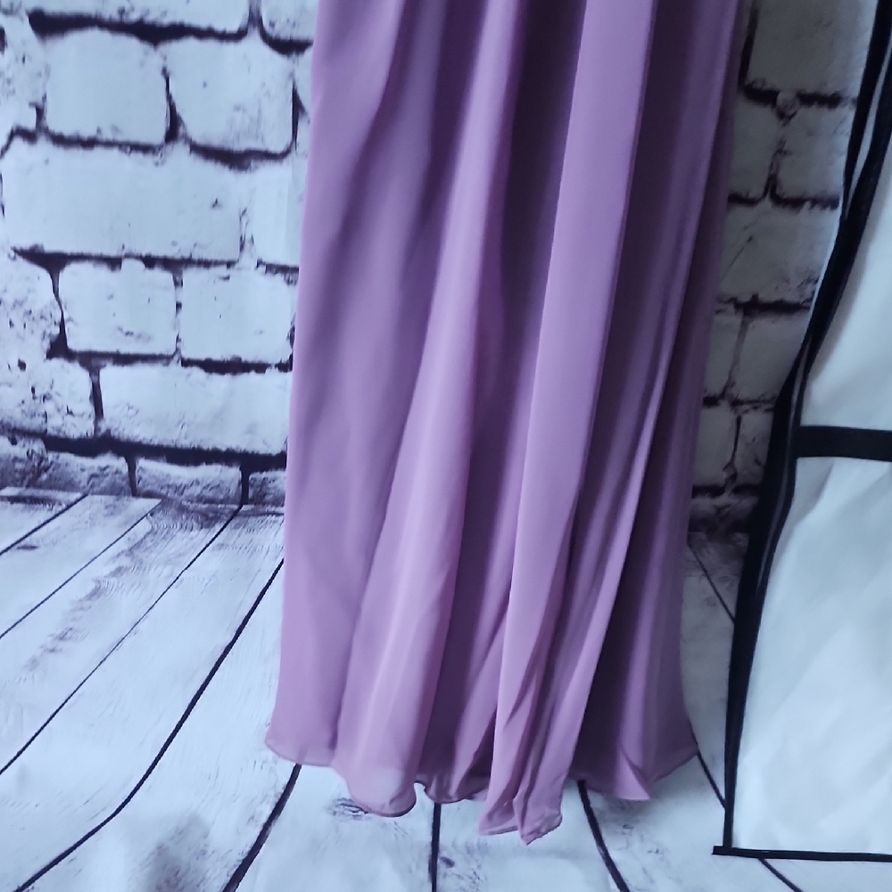 Azazie Bonnie Stretch Wisteria A-Line Pleated Stretch Satin Dress Bridesmaid A6 - Picture 9 of 15